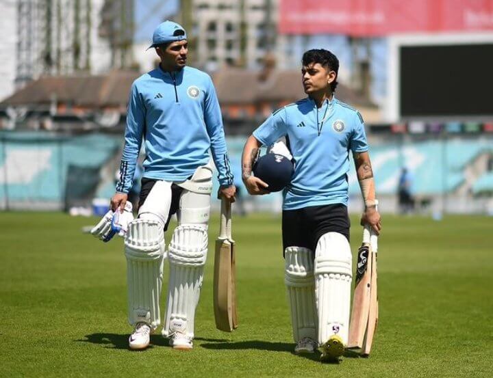 Friends Shubman Gill and Ishan Kishan take a break while the final preparations for the WTC are being made.