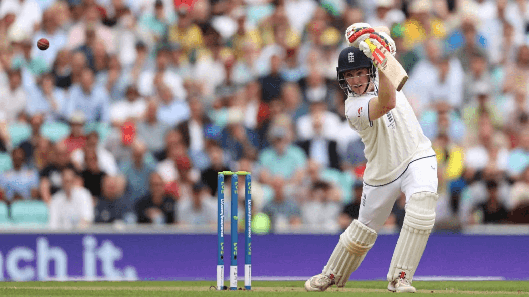 Harry Brook slashes another boundary through the covering.